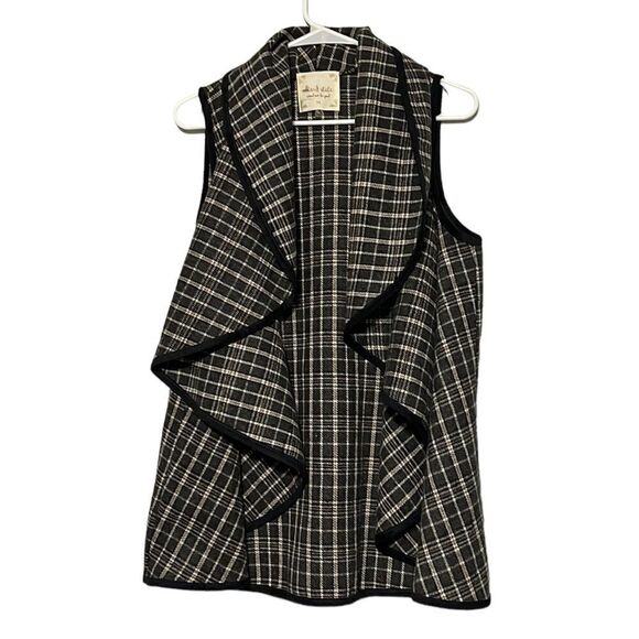 Alter’d State Vest Woman’s Size Medium Lawson Open Waterfall Front Gray Plaid - Picture 2 of 7